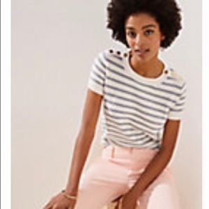 NWT - LOFT Striped Button Shoulder sweater. Small.